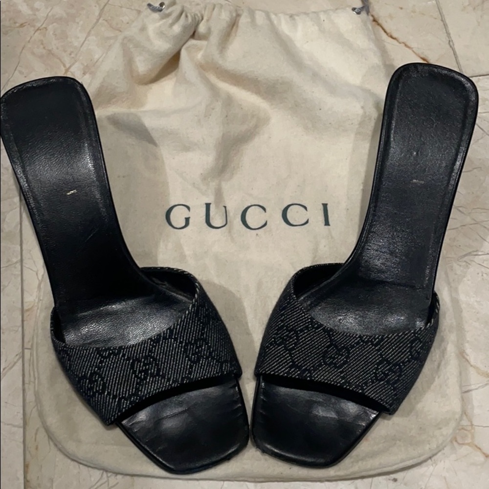 Gucci Black Open-Toe Slide Mules
